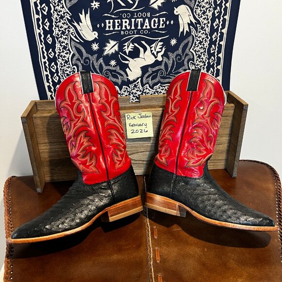 Justin\'s Black Full Quill Ostrich Square Toe Cowboy Boots size 10.5EE/11D *READ* main image 4
